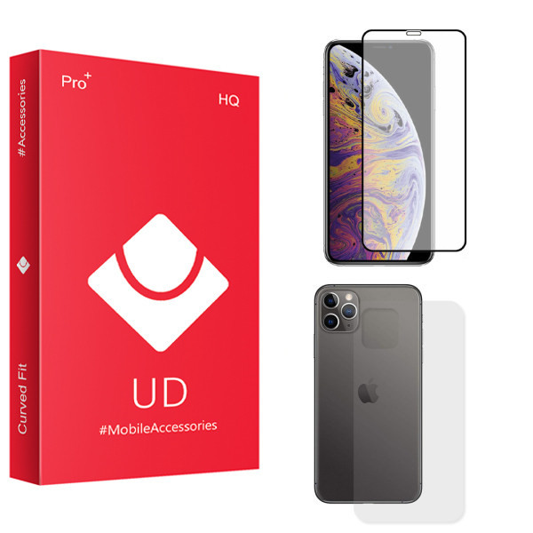 محافظ صفحه نمایش یو دی مدل HQ مناسب برای گوشی موبایل اپل Iphone 11 pro به همراه محافظ پشت گوشی