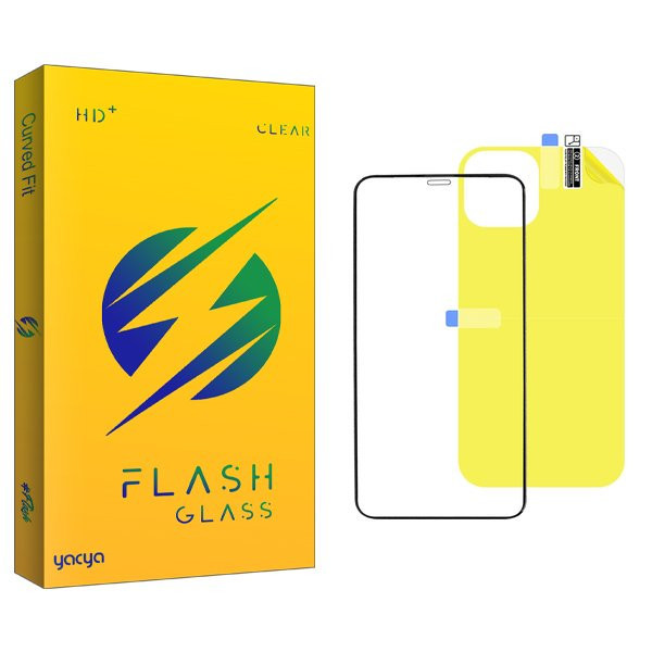 محافظ صفحه نمایش شیشه ای یاکیا مدل Yac مناسب برای گوشی موبایل اپل iPhone 11 Pro Max به همراه محافظ پشت گوشی