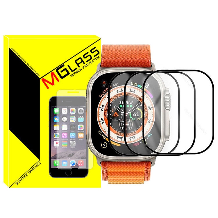 محافظ صفحه نمایش شیشهای امگلس مدل SH-FULL-MG مناسب برای ساعت هوشمند ویرفیت S8 Ultra max بسته سه عددی
