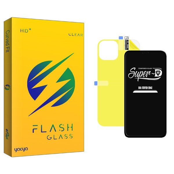 محافظ صفحه نمایش یاکیا مدل Yac SuperD مناسب برای گوشی موبایل اپل iPhone 12 Pro Max به همراه محافظ پشت گوشی