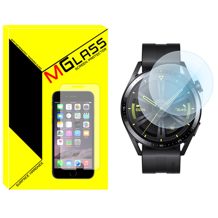 محافظ صفحه نمایش شیشهای امگلس مدل Glass-MG مناسب برای ساعت هوشمند هوآوی Watch GT3 46mm بسته دو عددی