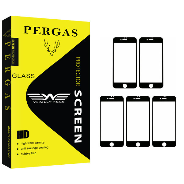 محافظ صفحه نمایش 5D وایلی نایس مدل Pergas Glass مناسب برای گوشی موبایل اپل IPhone 7 plus/8 plus بسته 5 عددی