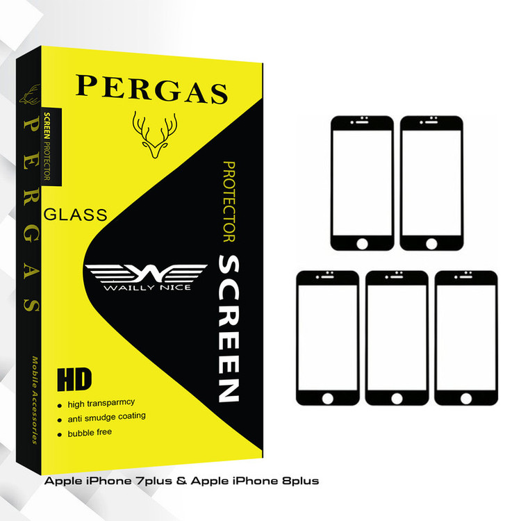 محافظ صفحه نمایش 5D وایلی نایس مدل Pergas Glass مناسب برای گوشی موبایل اپل IPhone 7 plus/8 plus بسته 5 عددی