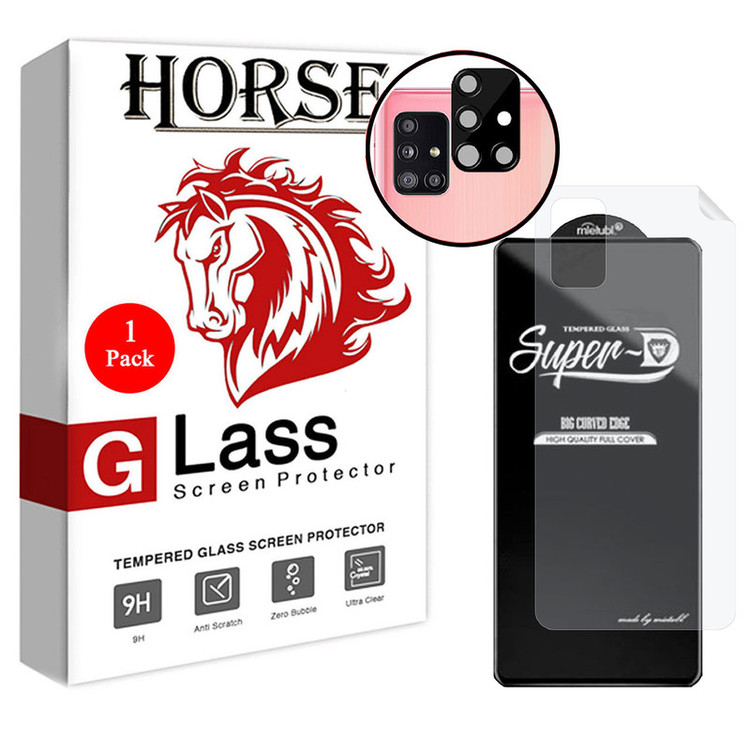محافظ صفحه نمایش هورس مدل 3SNF-Glass مناسب برای گوشی موبایل سامسونگ Galaxy A51 4G به همراه محافظ پشت گوشی و محافظ لنز دوربین