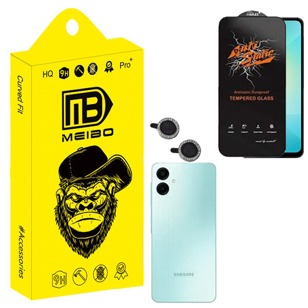 محافظ صفحه نمایش میبو مدل Antistatic Guard مناسب برای گوشی موبایل سامسونگ Galaxy A06 به همراه محافظ لنز نگینی
