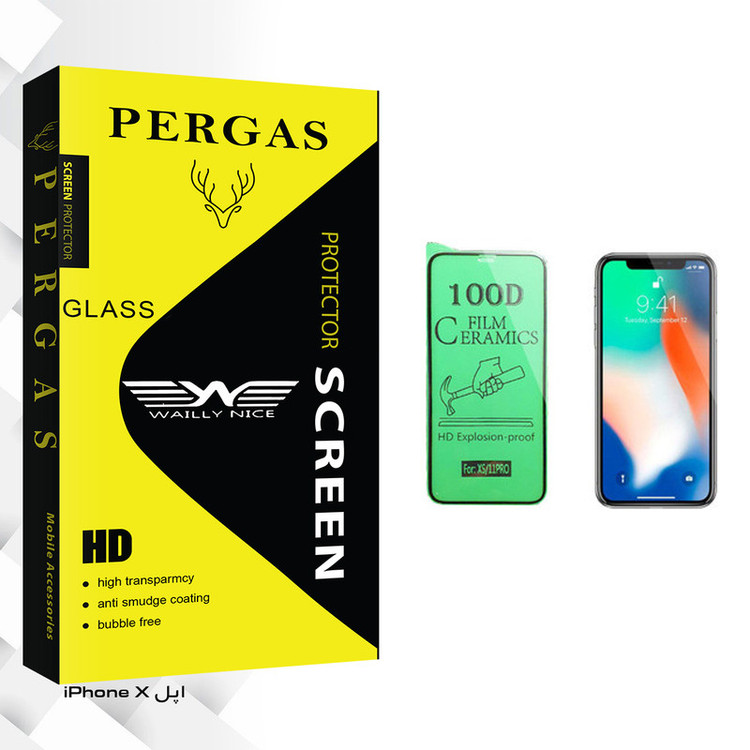 محافظ صفحه نمایش سرامیکی وایلی نایس مدل Pergas Glass مناسب برای گوشی موبایل اپل iPhone X