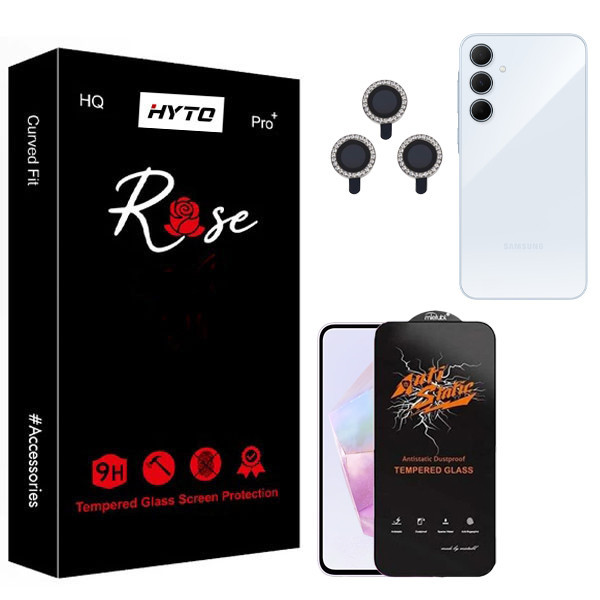 محافظ صفحه نمایش هیتو مدل Rose Antistatic Touch مناسب برای گوشی موبایل سامسونگ Galaxy A35 به همراه محافظ لنز