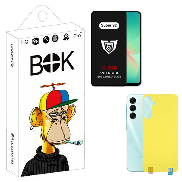 محافظ صفحه نمایش بوک مدل Super 9D مناسب برای گوشی موبایل سامسونگ galaxy A16 به همراه محافظ صفحه نمایش