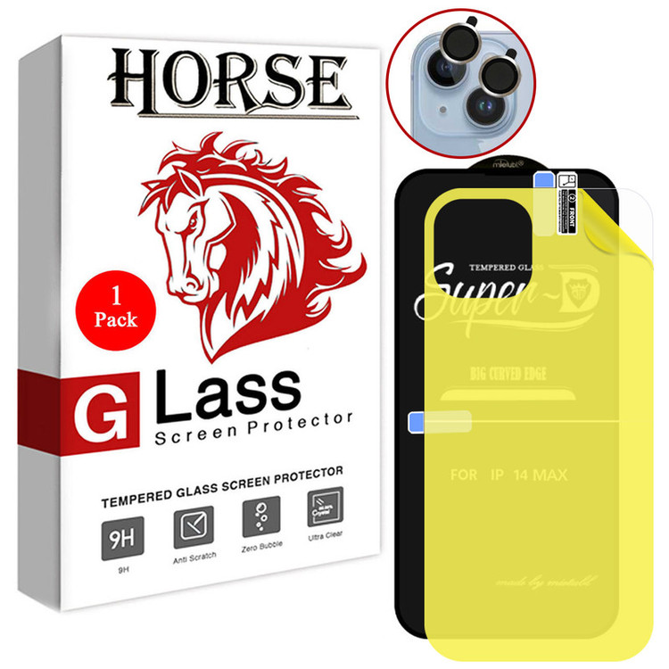 محافظ صفحه نمایش هورس مدل 3SNR مناسب برای گوشی موبایل اپل iPhone 14 Plus به همراه محافظ پشت گوشی و محافظ لنز دوربین