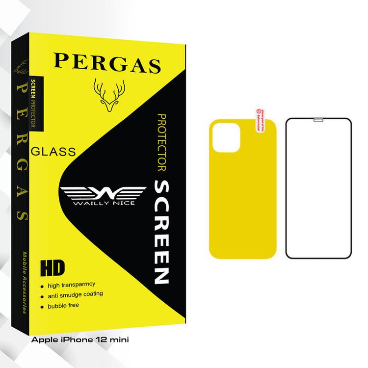 محافظ صفحه نمایش وایلی نایس مدل Pergas Glass مناسب برای گوشی موبایل اپل iPhone 12 mini به همراه محافظ پشت گوشی