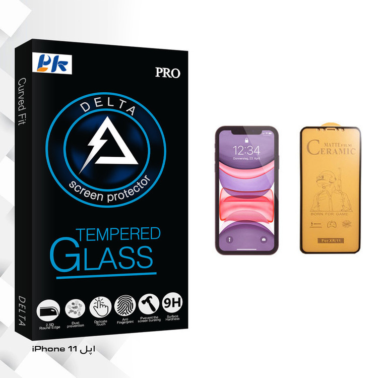 محافظ صفحه نمایش سرامیکی پی کی مدل Delta Glass مناسب برای گوشی موبایل اپل iPhone 11