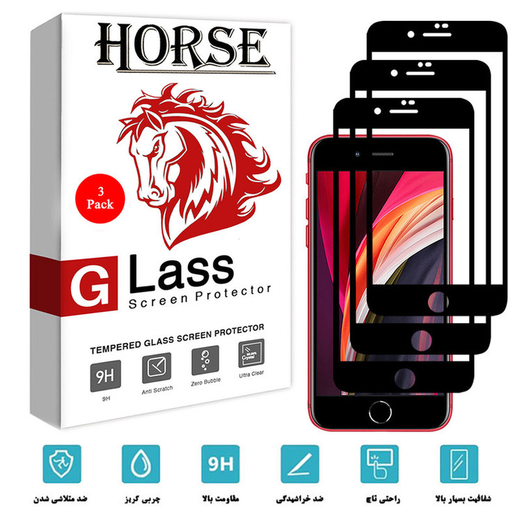 محافظ صفحه نمایش 5D هورس مدل CRM مناسب برای گوشی موبایل اپل iPhone SE 2020 بسته سه عددی