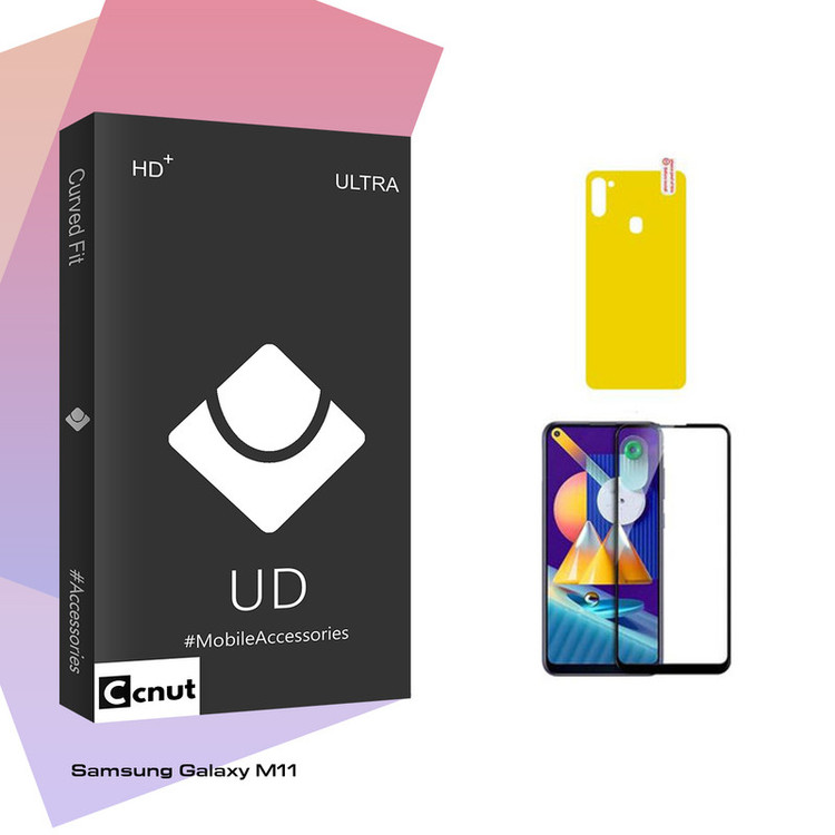 محافظ صفحه نمایش سرامیکی کوکونات مدل UD Black مناسب برای گوشی موبایل سامسونگ Galaxy M11 به همراه محافظ پشت گوشی