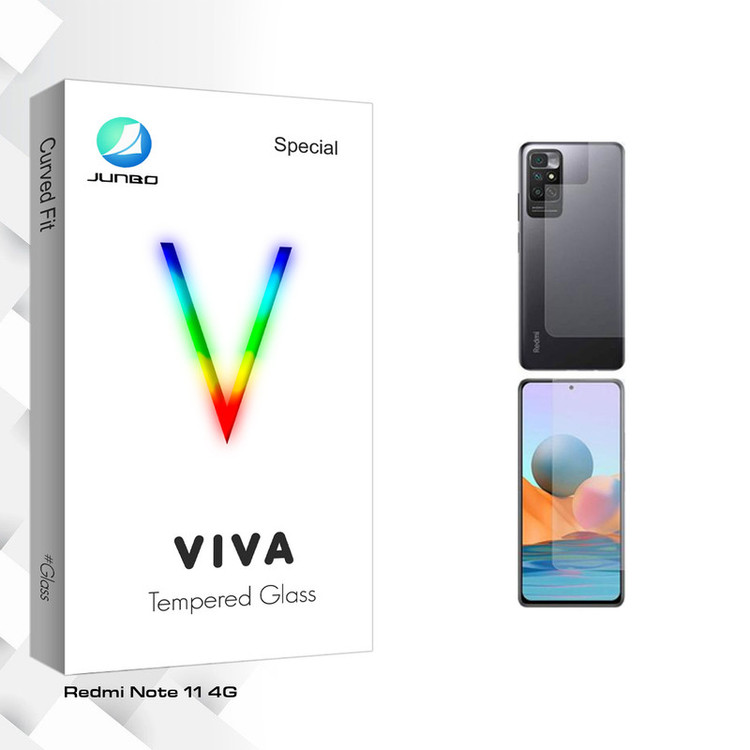 محافظ صفحه نمایش جانبو مدل Viva Glass مناسب برای گوشی موبایل شیائومی Redmi Note 11 4G به همراه محافظ پشت گوشی
