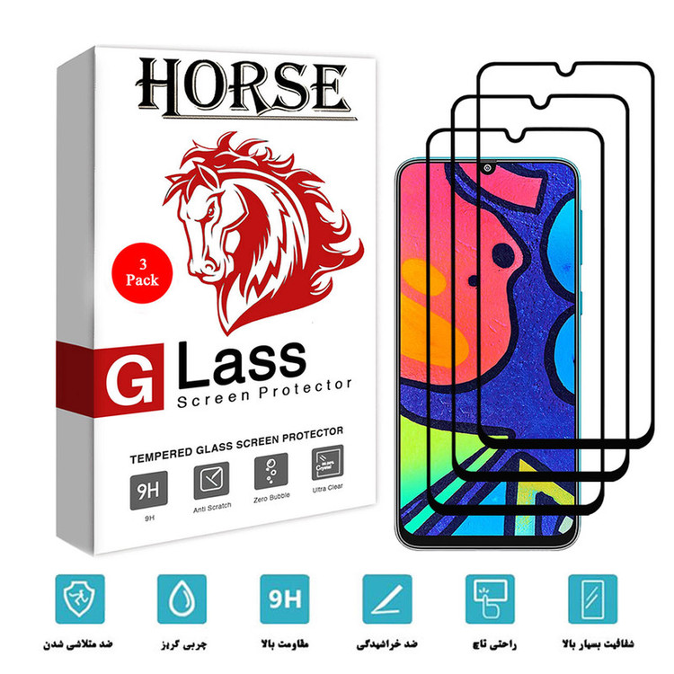 محافظ صفحه نمایش 5D هورس مدل FAG مناسب برای گوشی موبایل سامسونگ Galaxy F41 بسته سه عددی