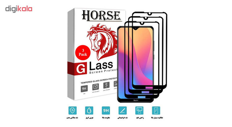 محافظ صفحه نمایش 5D هورس مدل FAG مناسب برای گوشی موبایل شیائومی Redmi 8A بسته سه عددی