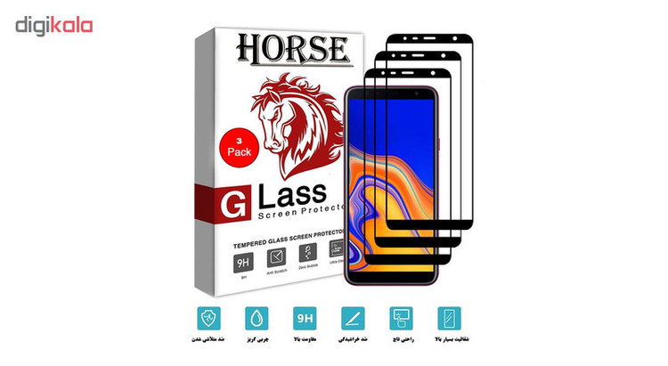 محافظ صفحه نمایش 5D هورس مدل FAG مناسب برای گوشی موبایل سامسونگ 2018 Galaxy J4 Plus بسته 3 عددی