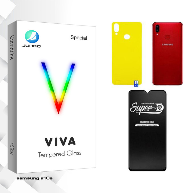 محافظ صفحه نمایش شیشه ای جانبو مدل Viva Super-D مناسب برای گوشی موبایل سامسونگ GALAXY A10s به همراه محافظ پشت گوشی