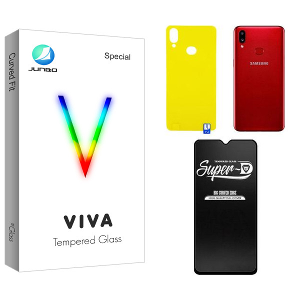 محافظ صفحه نمایش شیشه ای جانبو مدل Viva  Super-D مناسب برای گوشی موبایل سامسونگ GALAXY A10s  به همراه محافظ پشت گوشی