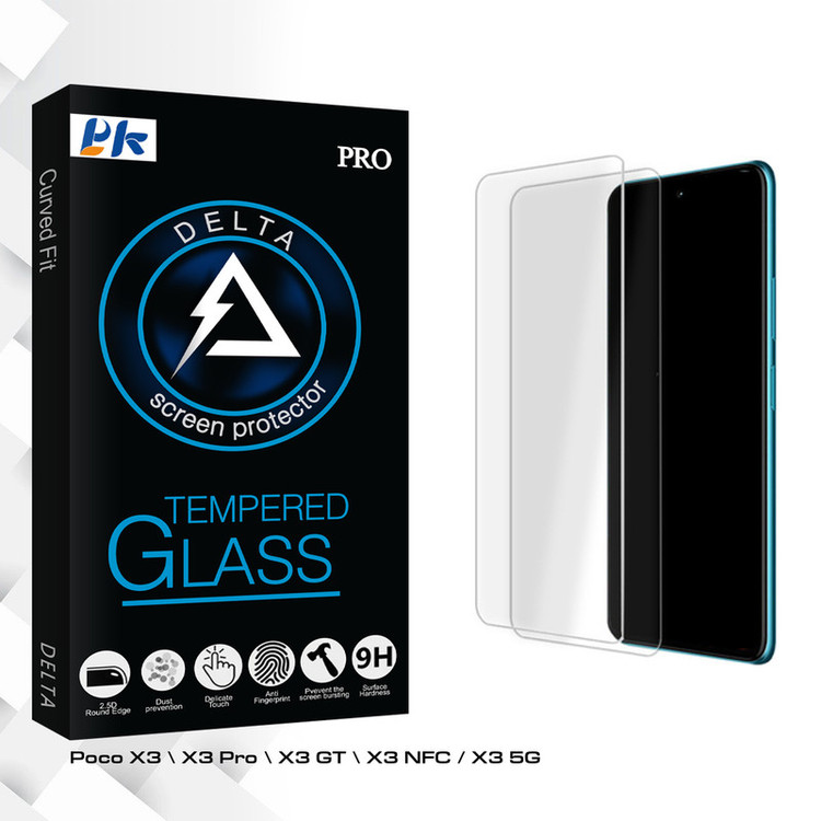 محافظ صفحه نمایش شیشه ای پی کی مدل Delta Glass MIX مناسب برای گوشی موبایل شیائومی Poco X3 \ X3 Pro \ X3 GT \ X3 NFC / X3 5G بسته دو عددی