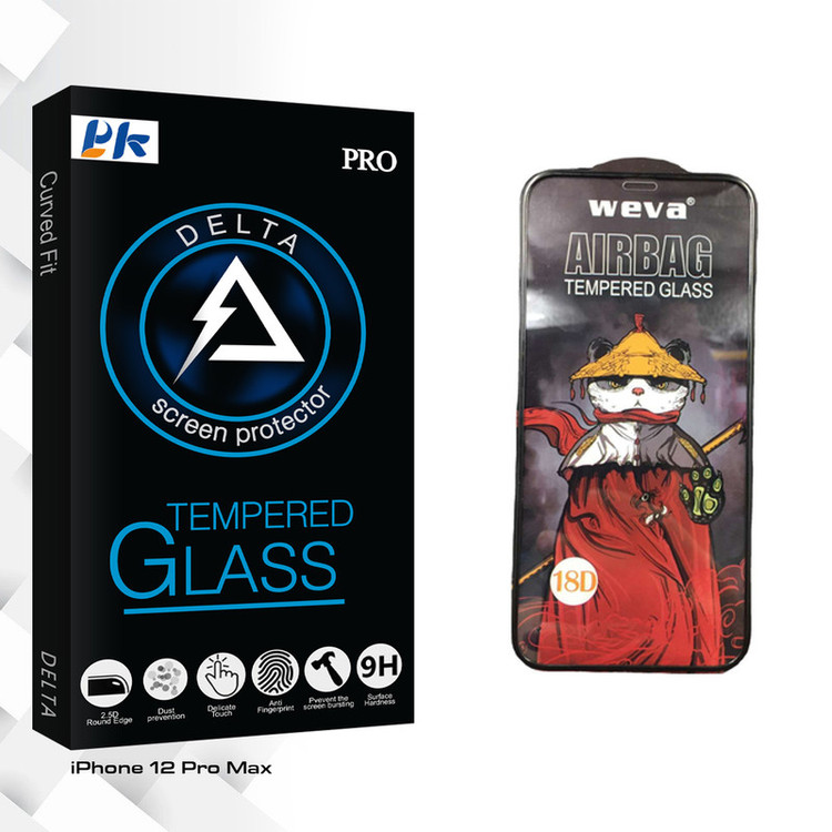 محافظ صفحه نمایش شیشه ای پی کی مدل Delta Glass_Airbag مناسب برای گوشی موبایل اپل iPhone 12 Pro Max