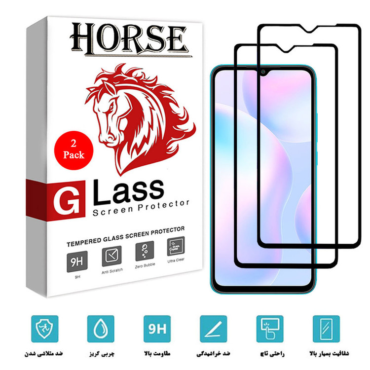 محافظ صفحه نمایش 5D هورس مدل FAG مناسب برای گوشی موبایل شیائومی Redmi 9i بسته دو عددی