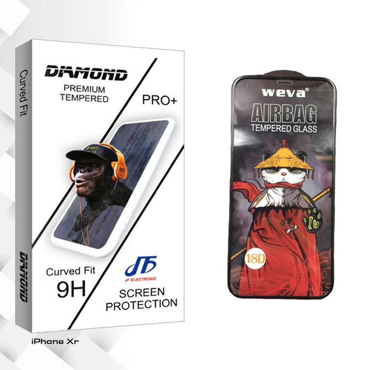 محافظ صفحه نمایش شیشه ای جی اف مدل Diamond Pro_Airbag مناسب برای گوشی موبایل اپل iPhone Xr