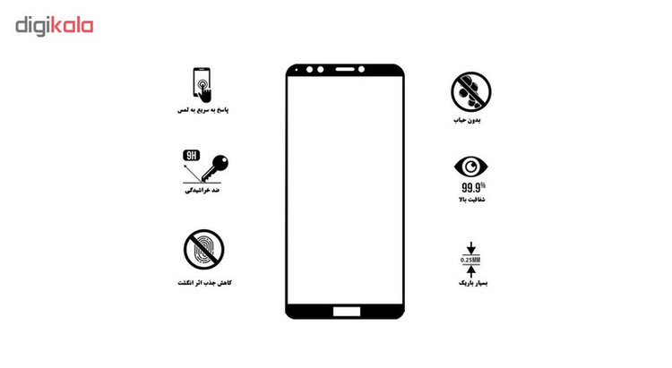 محافظ صفحه نمایش 5D هورس مدل FAG مناسب برای گوشی موبایل هوآوی Y7 Pro 2018 بسته دو عددی