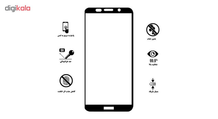 محافظ صفحه نمایش 5D هورس مدل FAG مناسب برای گوشی موبایل هوآوی Y5 lite 2018 بسته دو عددی