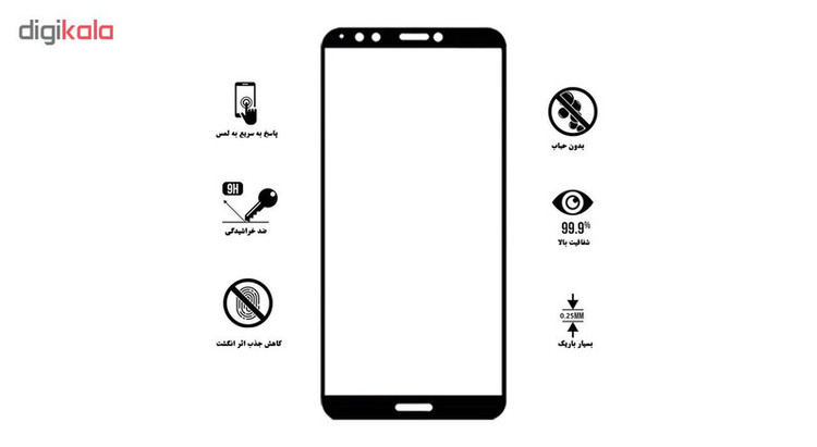 محافظ صفحه نمایش 5D هورس مدل FAG مناسب برای گوشی موبایل هوآوی Y7 2018 بسته دو عددی