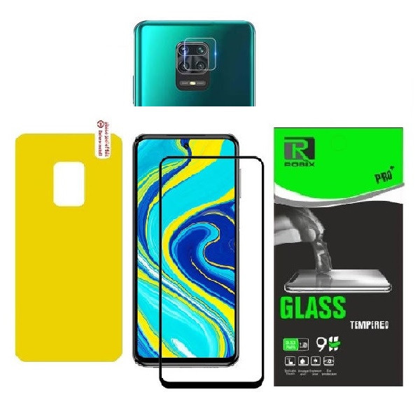 محافظ صفحه نمایش وپشت گوشی روبیکس مدلFL-Note9Proمناسب برای گوشی موبایل شیائومی Redmi Note 9 Pro به همراه محافظ لنز دوربین