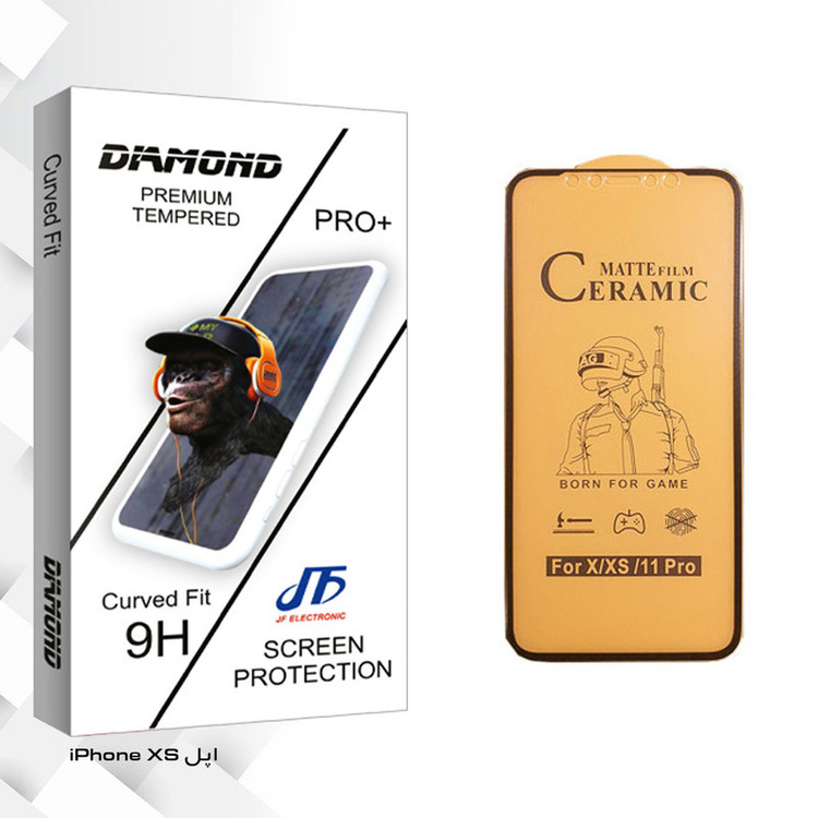 محافظ صفحه نمایش سرامیکی جی اف مدل Diamond glass مناسب برای گوشی موبایل اپل iPhone XS