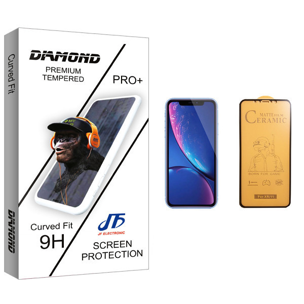 محافظ صفحه نمایش سرامیکی جی اف مدل Diamond glass مناسب برای گوشی موبایل اپل iPhone XR