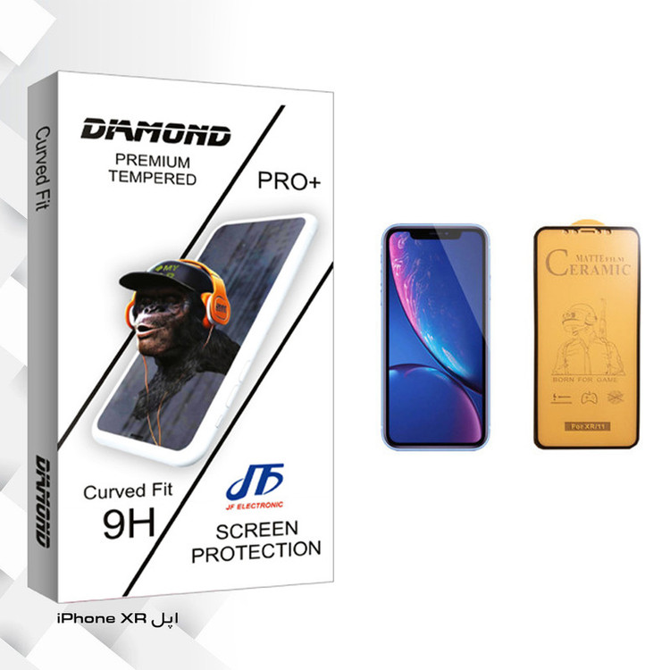 محافظ صفحه نمایش سرامیکی جی اف مدل Diamond glass مناسب برای گوشی موبایل اپل iPhone XR
