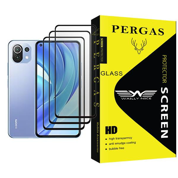 محافظ صفحه نمایش وایلی نایس مدل Pergas Glass MIX003 مناسب برای گوشی موبایل شیائومی Mi 11 Lite بسته سه عددی