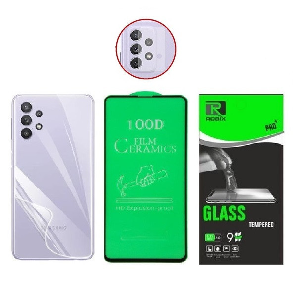 محافظ صفحه نمایش روبیکس مدلCR-A72مناسب برای گوشی موبایل سامسونگ Galaxy A72به همراه محافظ لنز دوربین و پشت گوشی