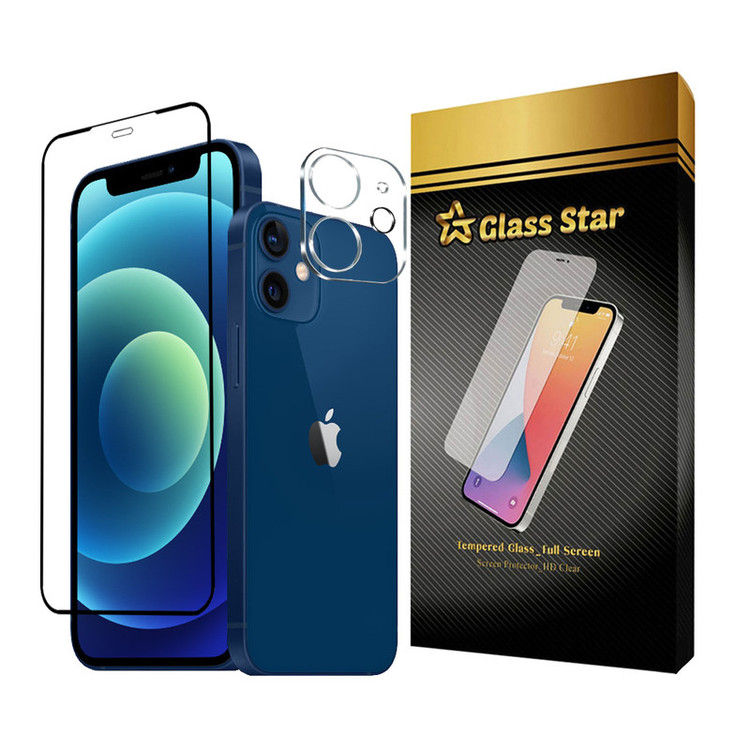 محافظ صفحه نمایش گلس استار مدل MFUL3DGS مناسب برای گوشی موبایل اپل iPhone 12 mini به همراه محافظ لنز دوربین
