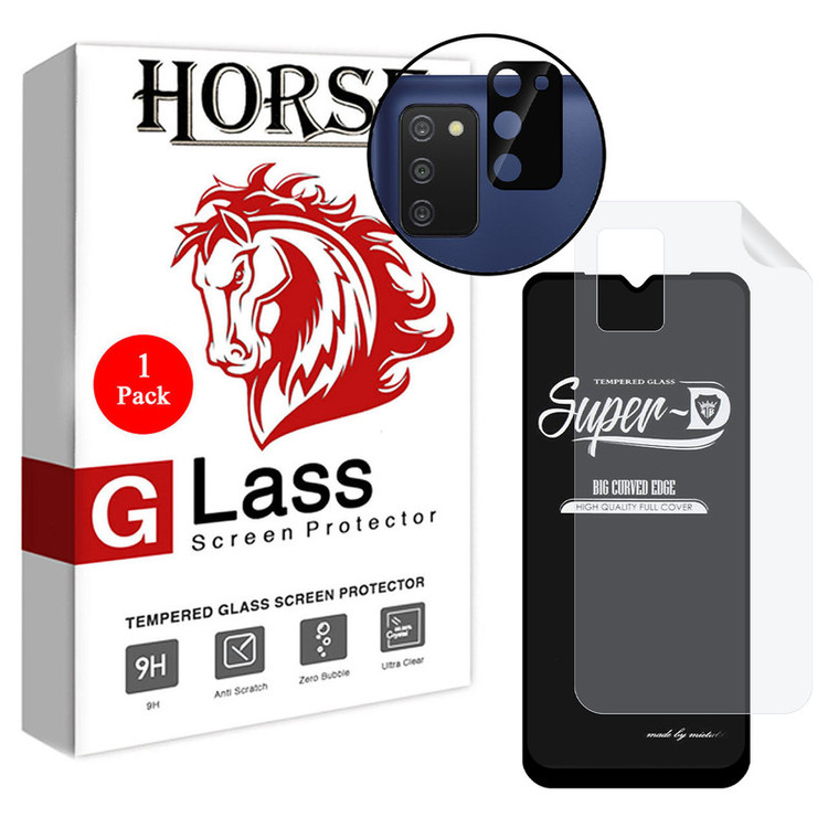 محافظ صفحه نمایش هورس مدل 3SNF-Glass مناسب برای گوشی موبایل سامسونگ Galaxy A03s به همراه محافظ پشت گوشی و محافظ لنز دوربین