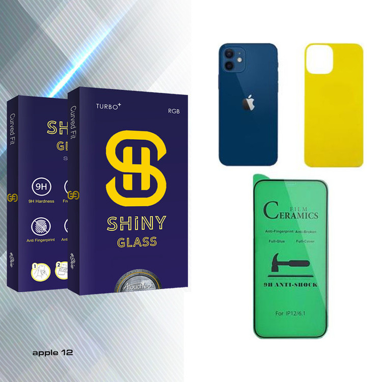محافظ صفحه نمایش سرامیکی آتوچبو مدل Shiny مناسب برای گوشی موبایل اپل iphone 12 به همراه محافظ پشت گوشی