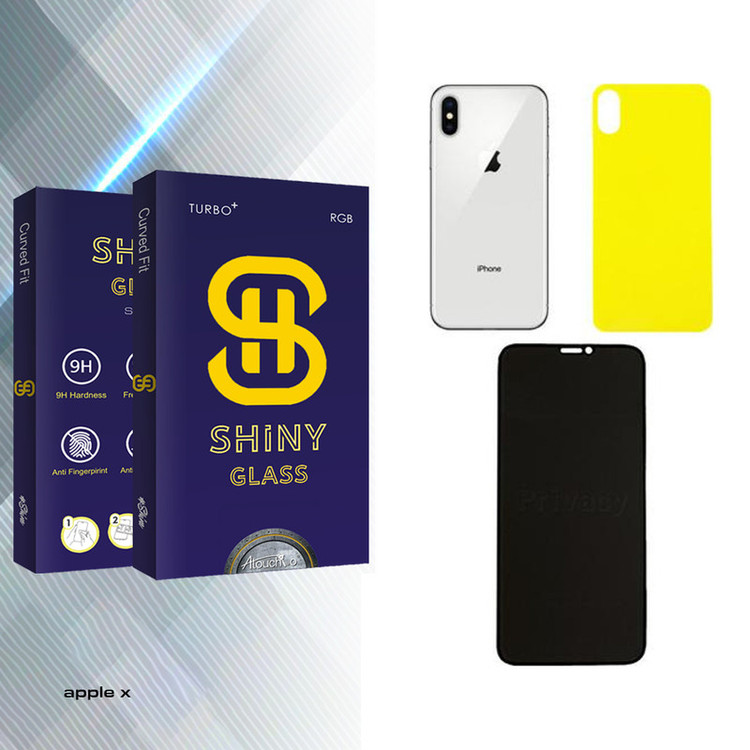 محافظ صفحه نمایش حریم شخصی آتوچبو مدل Shiny مناسب برای گوشی موبایل اپل iPhone X به همراه محافظ پشت گوشی