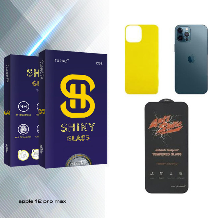محافظ صفحه نمایش آتوچبو مدل Shiny ANTI-STATIC مناسب برای گوشی موبایل اپل iPhone 12 pro max به همراه محافظ پشت گوشی
