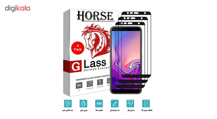 محافظ صفحه نمایش 5D هورس مدل FAG مناسب برای گوشی موبایل سامسونگ Galaxy J6 Plus بسته سه عددی