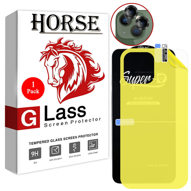 محافظ صفحه نمایش هورس مدل 2SNR مناسب برای گوشی موبایل اپل iPhone 13 Mini به همراه محافظ پشت گوشی و محافظ لنز دوربین