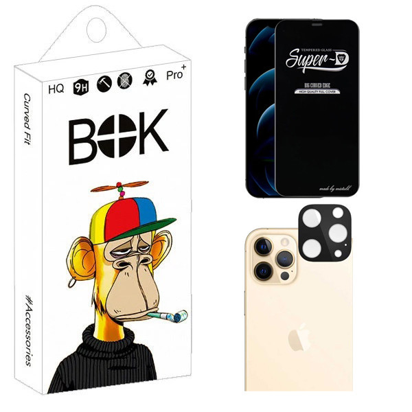 محافظ صفحه نمایش بوک مدل Clear SuperD مناسب برای گوشی موبایل اپل iPhone 12 Pro Max به همراه محافظ لنز دوربین