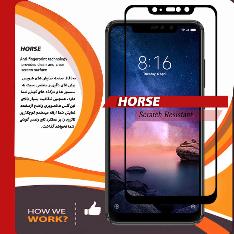 محافظ صفحه نمایش 5D هورس مدل FAG مناسب برای گوشی موبایل شیائومی Redmi Note 6 Pro