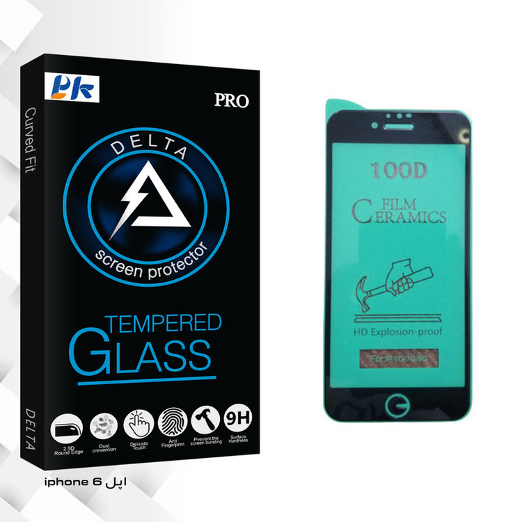 محافظ صفحه نمایش سرامیکی پی کی مدل Delta Glass مناسب برای گوشی موبایل اپل iPhone 6