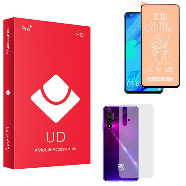 محافظ صفحه نمایش سرامیکی مات یو دی مدل HQ مناسب برای گوشی موبایل هوآوی Nova 5t به همراه محافظ پشت گوشی