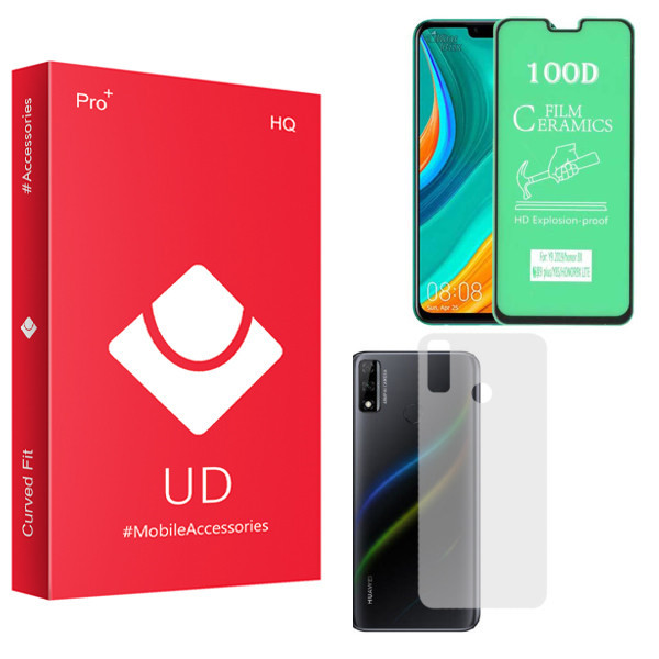 محافظ صفحه نمایش سرامیکی یو دی مدل HQ مناسب برای گوشی موبایل هوآوی Y8S به همراه محافظ پشت گوشی