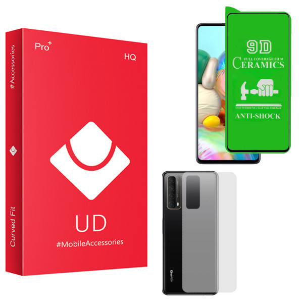 محافظ صفحه نمایش سرامیکی یو دی مدل HQ مناسب برای گوشی موبایل هوآوی Y7A به همراه محافظ پشت گوشی