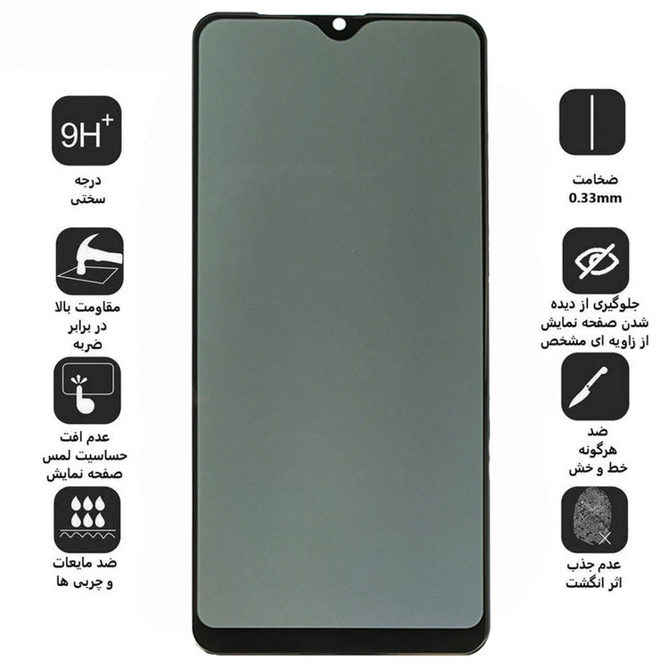 محافظ صفحه نمایش حریم شخصی مدل 003Q مناسب برای گوشی موبایل سامسونگ Galaxy A10s